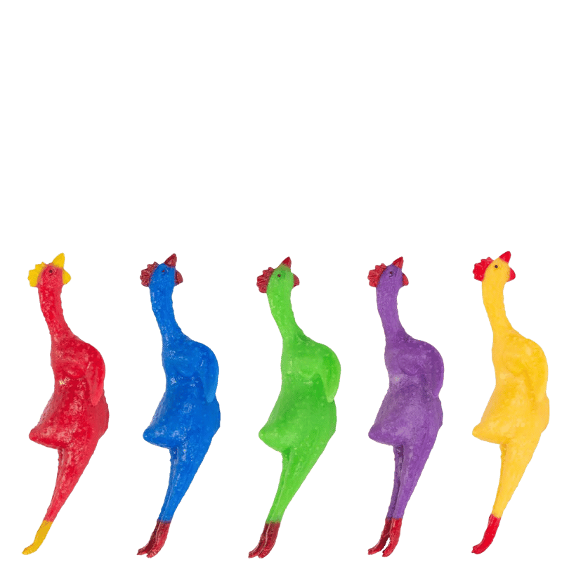 Rainbow Rubber Chickens - Set of 5